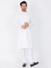 VASTRAMAY Men White Solid Straight Kurta