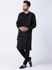 I Know Men Black Solid Kurta with Churidar