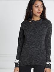 all about you Women Charcoal Grey Solid Pullover