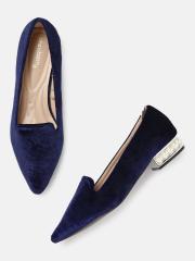 DressBerry Women Blue Solid Suede Ballerinas