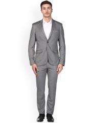 Park Avenue Men Grey Solid Formal Suit