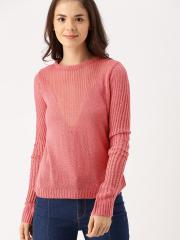 DressBerry Women Pink Solid Pullover