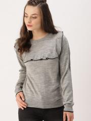 DressBerry Women Grey Solid Pullover