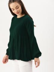 DressBerry Women Green Solid Pullover