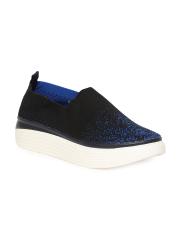 Jove Women Navy Blue Printed Sneakers