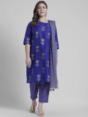 Kira Plus Women Blue & Printed Kurta Set