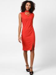 Harpa Women Red Solid Sheath Dress