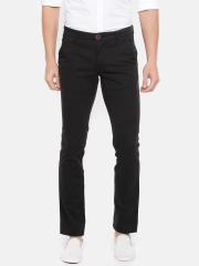 People Men Navy Blue Slim Fit Solid Regular Trousers