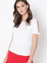 MANGO Women White Solid Top