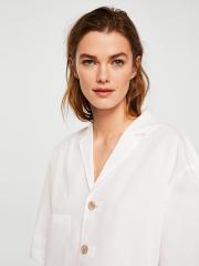 MANGO Women Off-White Solid Shirt Style Top