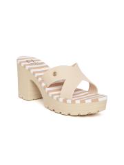 Carlton London Women Beige Solid Sandals