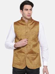 British Club Men Gold-Toned Nehru Jacket