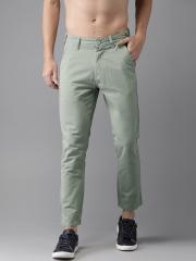 Moda Rapido Men Grey Slim Fit Solid Cropped Chinos