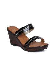 Inc 5 Women Black Solid Sandals