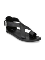 Guava Men Black Leather Comfort Sandals