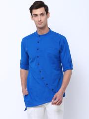 Svanik Men Blue Solid Straight Kurta