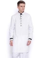 See Designs Men White Solid Straight Kurta