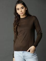 Roadster Women Olive Green Solid Pullover