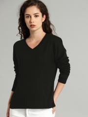 Roadster Women Black Solid Sweater