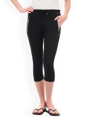 Sweet Dreams Women Black Solid Lounge Capris LC-321018