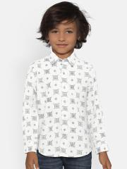 Allen Solly Junior Boys White Printed Casual Shirt