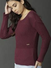 Roadster Women Burgundy Solid Pullover