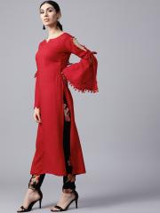 GERUA Women Red Solid Straight Kurta