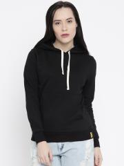 Campus Sutra Women Black Solid Sweatshirt