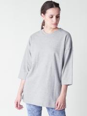 FOREVER 21 Women Grey Melange Solid Sweatshirt