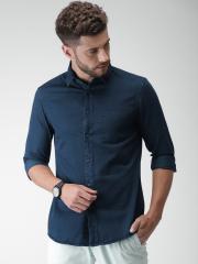 Celio Men Navy Blue Slim Fit Solid Casual Shirt