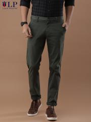 Louis Philippe Sport Men Olive Green Slim Fit Solid Chinos