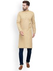 Jompers Men Beige Solid Straight Kurta