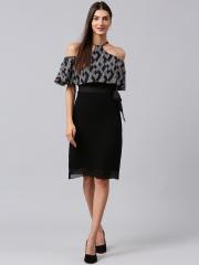 Athena Women Black Printed Sheath Dress