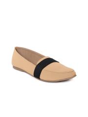 Monrow Women Beige Solid Synthetic Ballerinas