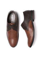 INVICTUS Men Brown Snakeskin-Textured Semiformal Derbys