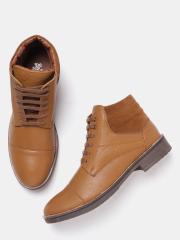 Roadster Men Tan Brown Solid Mid-Top Flat Boots