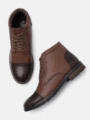 Roadster Men Coffee Brown Solid Mid-Top Flat Boots