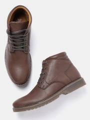 Roadster Men Coffee Brown Solid Mid-Top Flat Boots