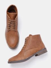 Roadster Men Tan Brown Solid Mid-Top Flat Boots