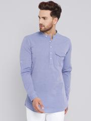 See Designs Men Blue Solid Straight Kurta