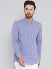 See Designs Men Blue Solid Straight Kurta