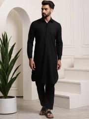 SOJANYA Men Black Solid Kurta with Salwar