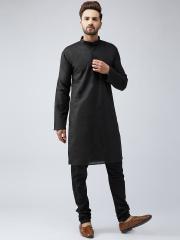 SOJANYA Men Black Solid Kurta with Churidar