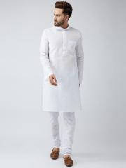 SOJANYA Men White Solid Kurta with Churidar