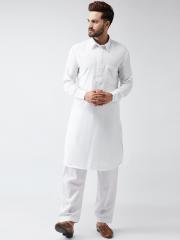 SOJANYA Men White Solid Kurta with Salwar