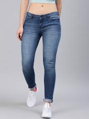 HRX by Hrithik Roshan Women Blue Skinny Fit Mid-Rise Clean Look Stretchable Jeans