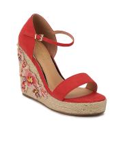 Truffle Collection Women Red Solid Sandals