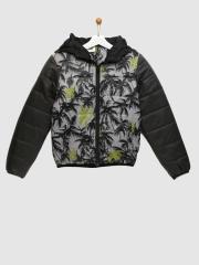 YK Girls Grey Printed Puffer Jacket