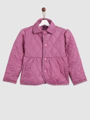 YK Girls Pink Solid Quilted Jacket