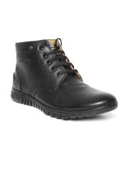 Red Chief Men Black Leather Flat Boots